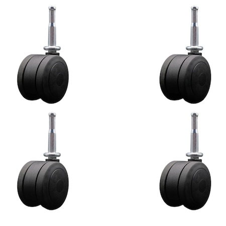 Service Caster 3'' Black Heavy Duty Floor Safe Twin Wheel Caster 5/16 Grip Neck Stem, 4PK SCC-GN02S75-TPR-BLK-4